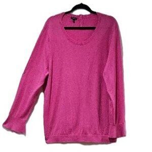 TALBOTS PINK SCOOP LONG SLEEVE SWEATER   3Xp  CLASSIC RUFFLE VALENTINE'S DAY